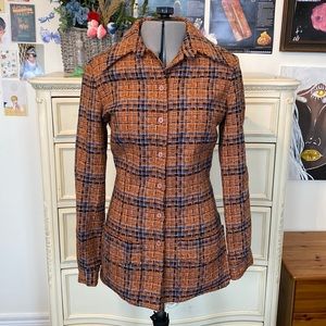 100% Wool Vintage Plaid Shacket